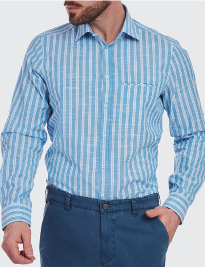 Cămașă bărbați W. Wegener 5953 slim fit albastru 