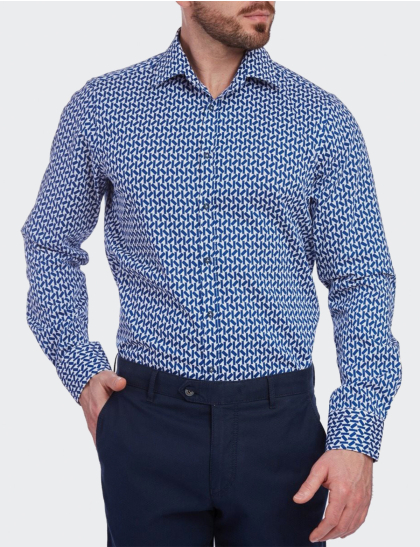 Cămașă bărbați W. Wegener 5960 slim fit bleumarin