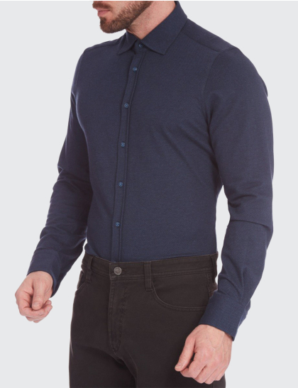 Cămașă bărbați W. Wegener shirt slim fit 6959 albastru