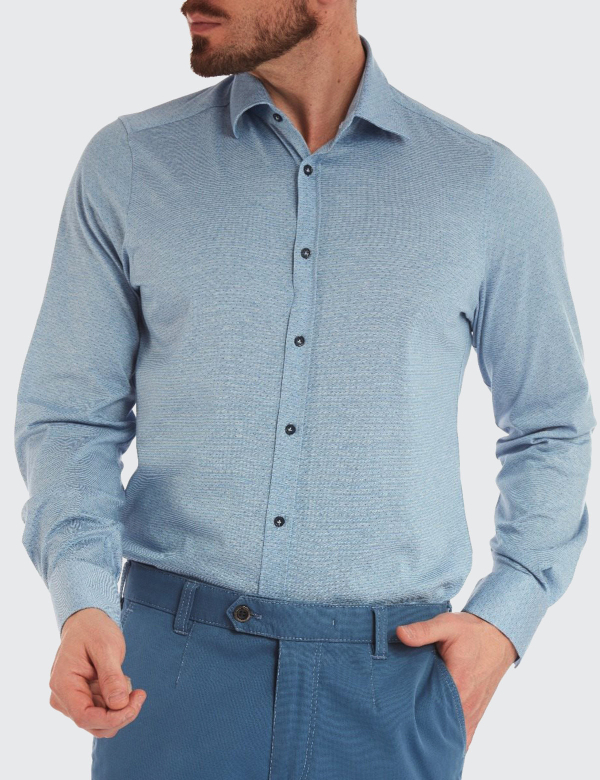 Cămașă bărbați W. Wegener 5976 slim fit albastru 