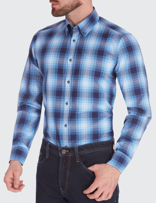 Cămașă bărbați W. Wegener shirt slim fit 6953 albastra