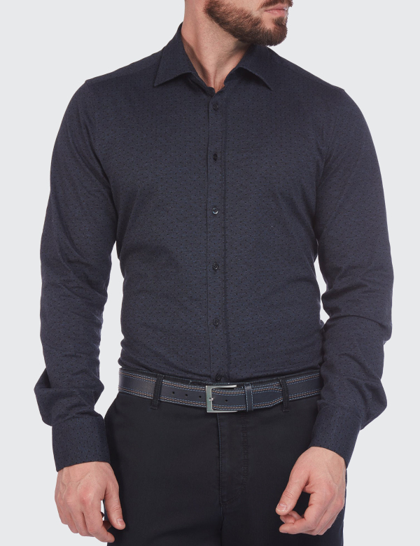 Cămașă bărbați W. Wegener Jersey 6958 bleumarin