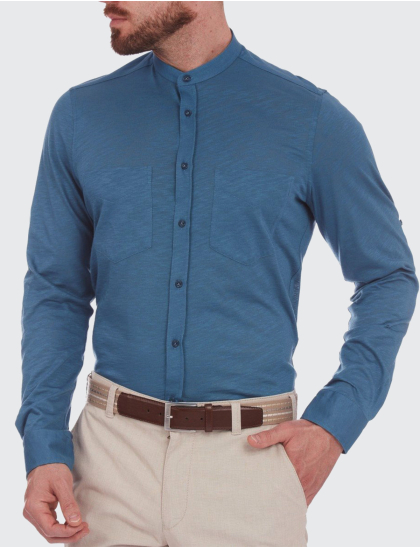 Cămașă bărbați W. Wegener 5957 slim fit albastru