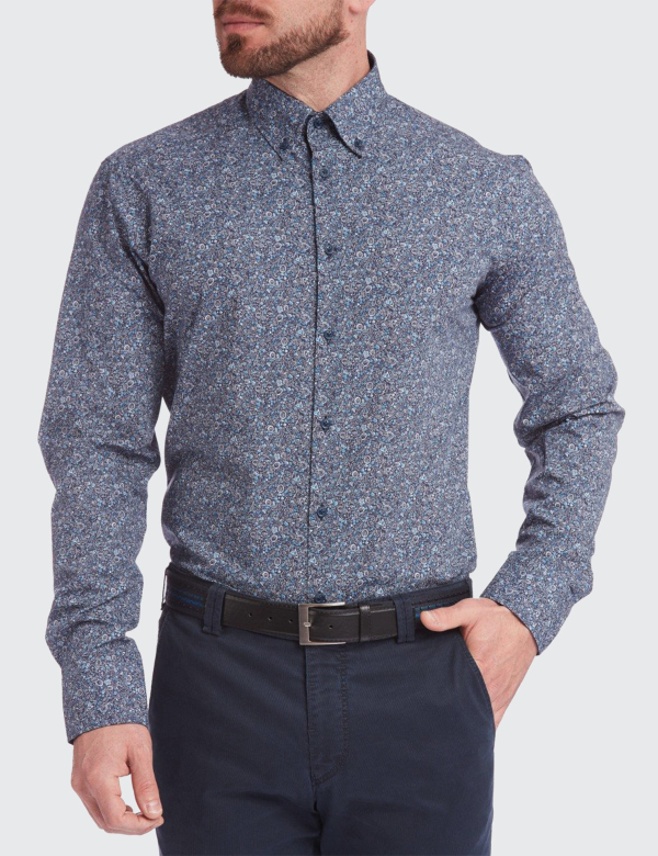 Cămașă bărbați W. Wegener shirt slim fit 6963 albastru