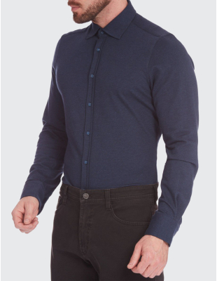 Cămașă bărbați W. Wegener shirt slim fit 6959 albastru